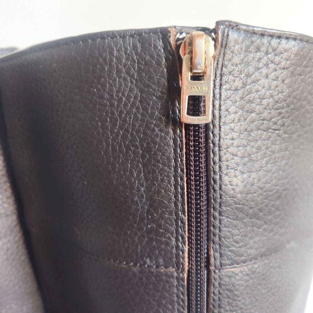 Coach Brown Leather Knee High Boots Rich Dark Chocolate Brown Real COACH Boots - Picture 6 of 16